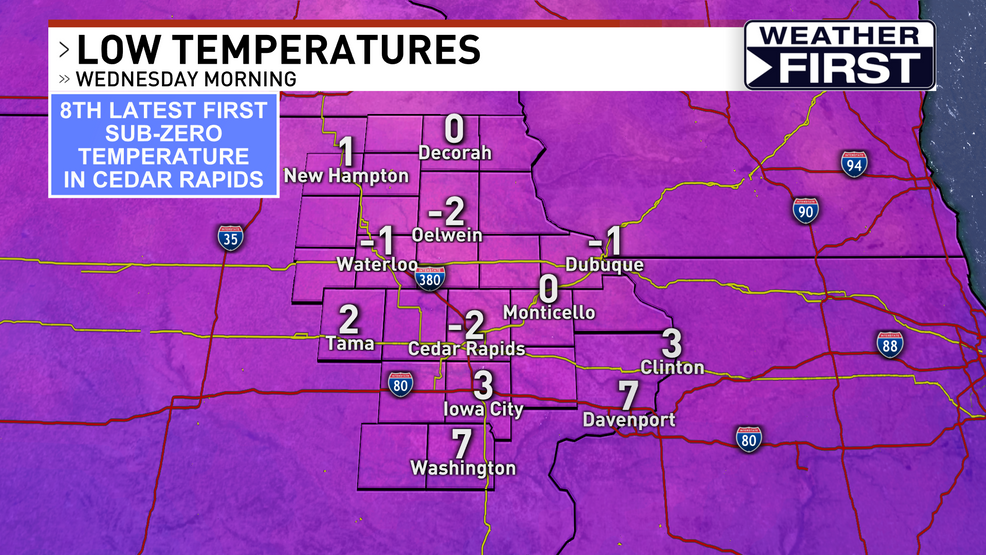 A month behind schedule, Cedar Rapids finally hits subzero