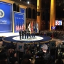 Service members salute Trump at armed services inaugural ball