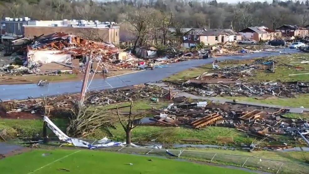 Drone footage shows surreal aftermath of deadly Nashville tornado WZTV