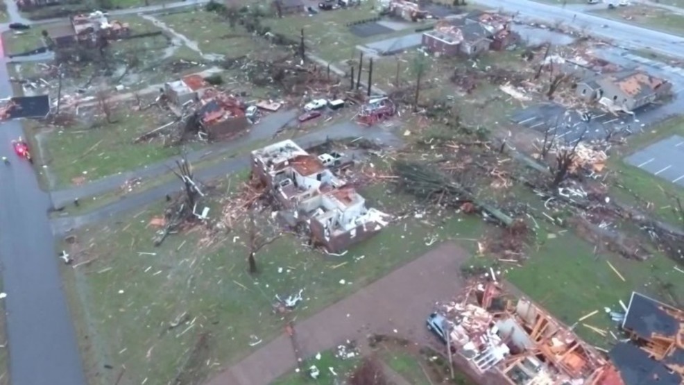 19 people are dead and numerous homes are damaged after a tornado tears