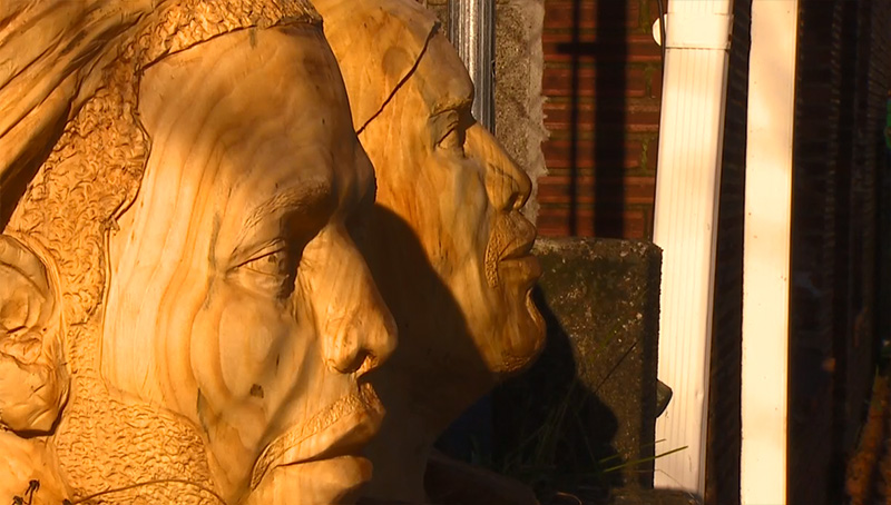 In Case You Missed It on KOMONews.com earlier this week: As the Seahawks sharpen their talons for next week's playoff game, a local artist is sharpening his blade in tribute.