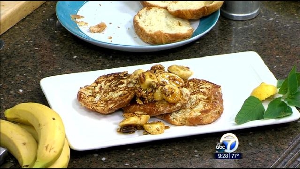 Croissant French Toast with Caramelized Bananas & Toasted Pecans, 9/19
