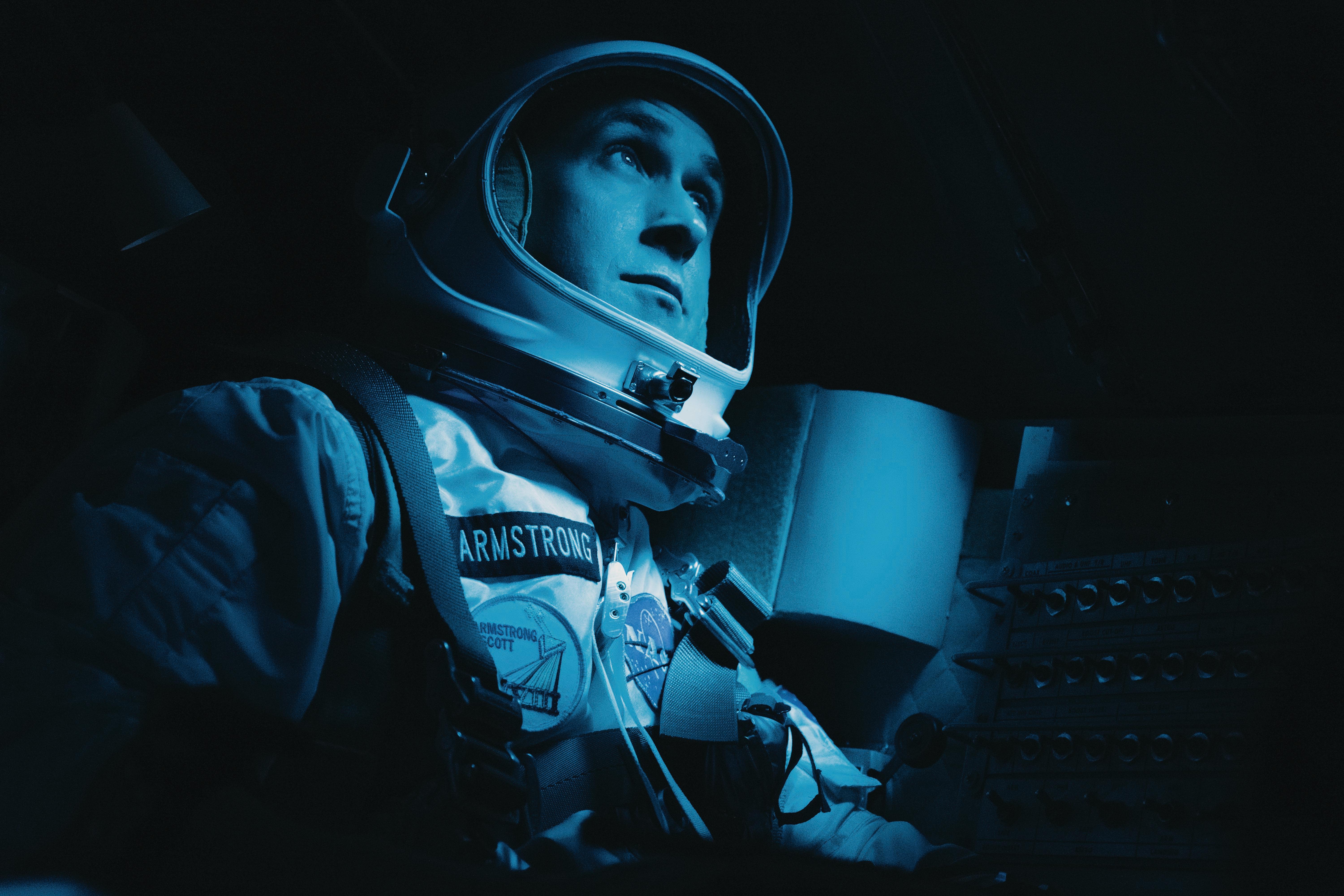 ryan gosling as neil armstrong in "first man," directed by oscar